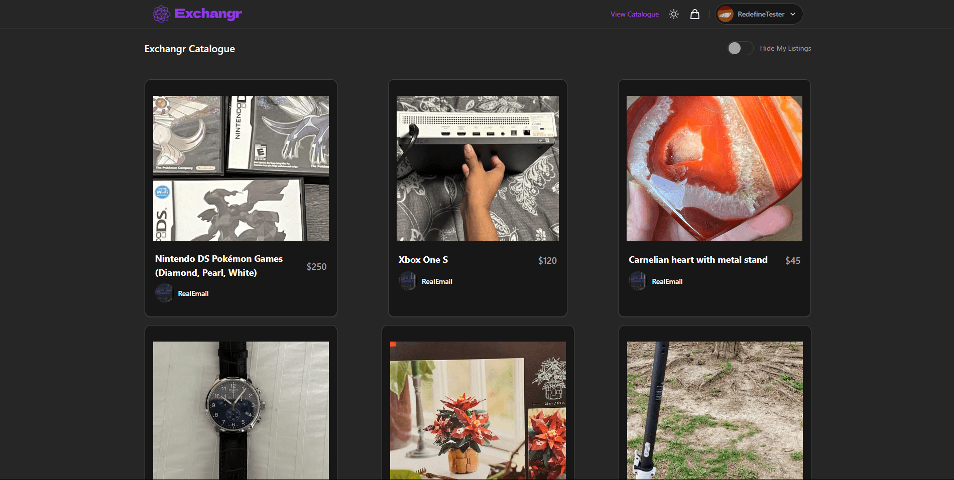Product Catalogue - Browsable grid of marketplace items with reach search and filtering