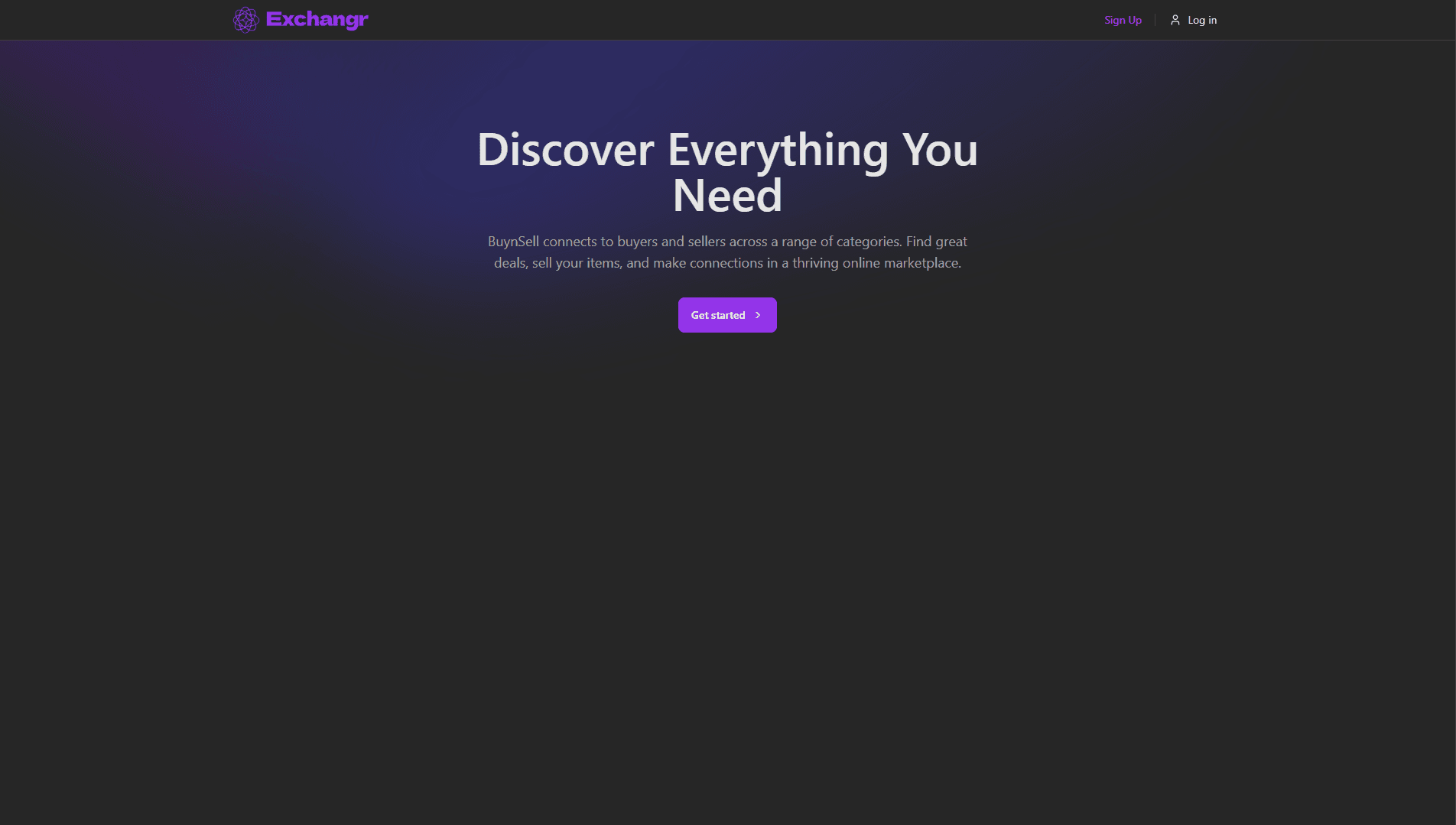 Exchangr Home - Marketplace landing page with featured listings and categories